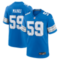 Detroit Lions Giovanni Manu Blue Team Game Football Jersey