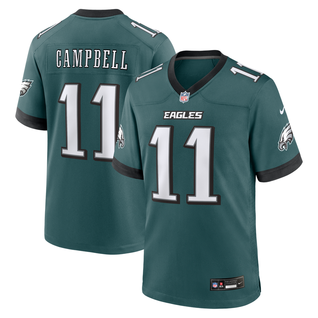 Philadelphia Eagles Jihaad Campbell Midnight Green Team Game Football Jersey