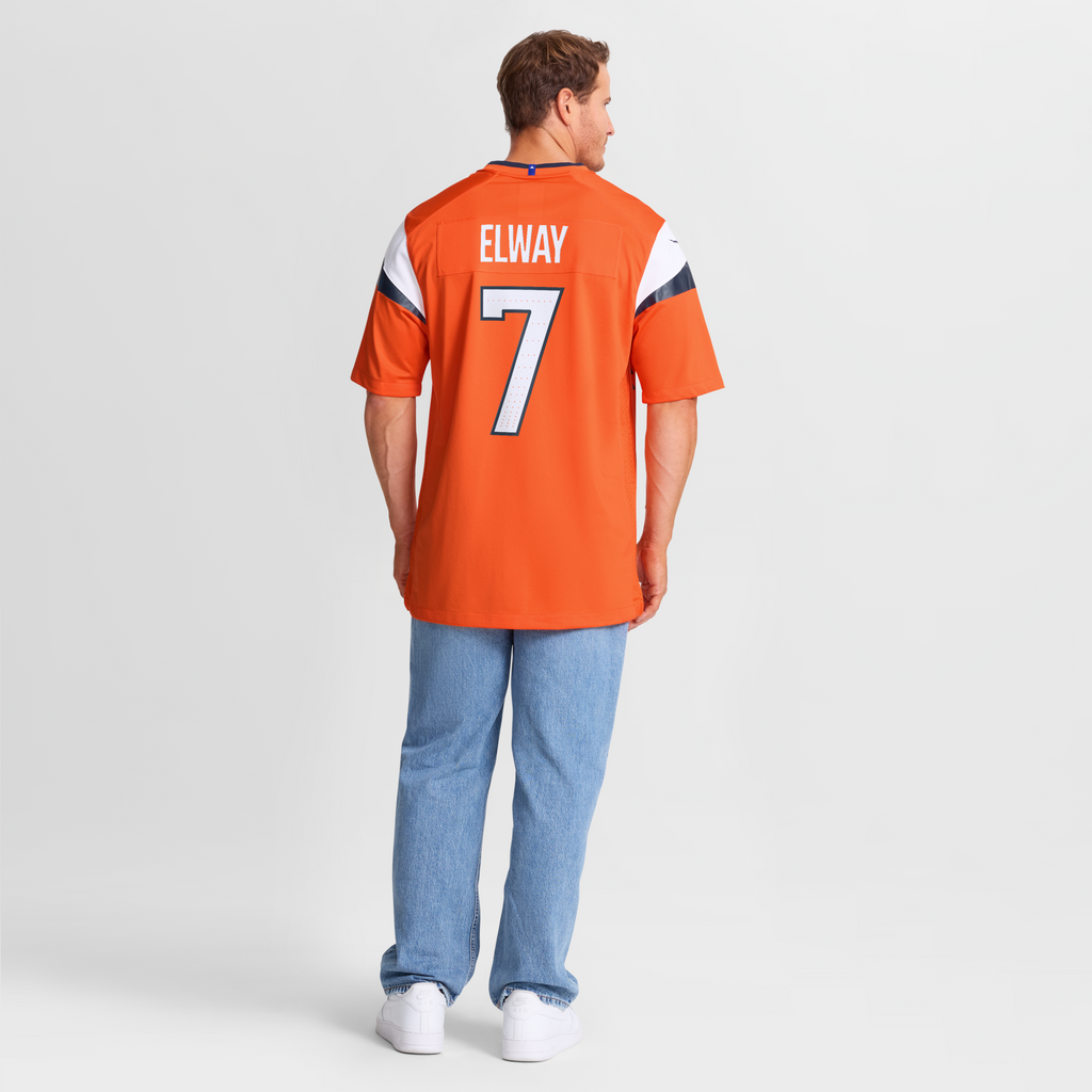 Denver Broncos John Elway Orange Team Retired Player Game Football Jersey