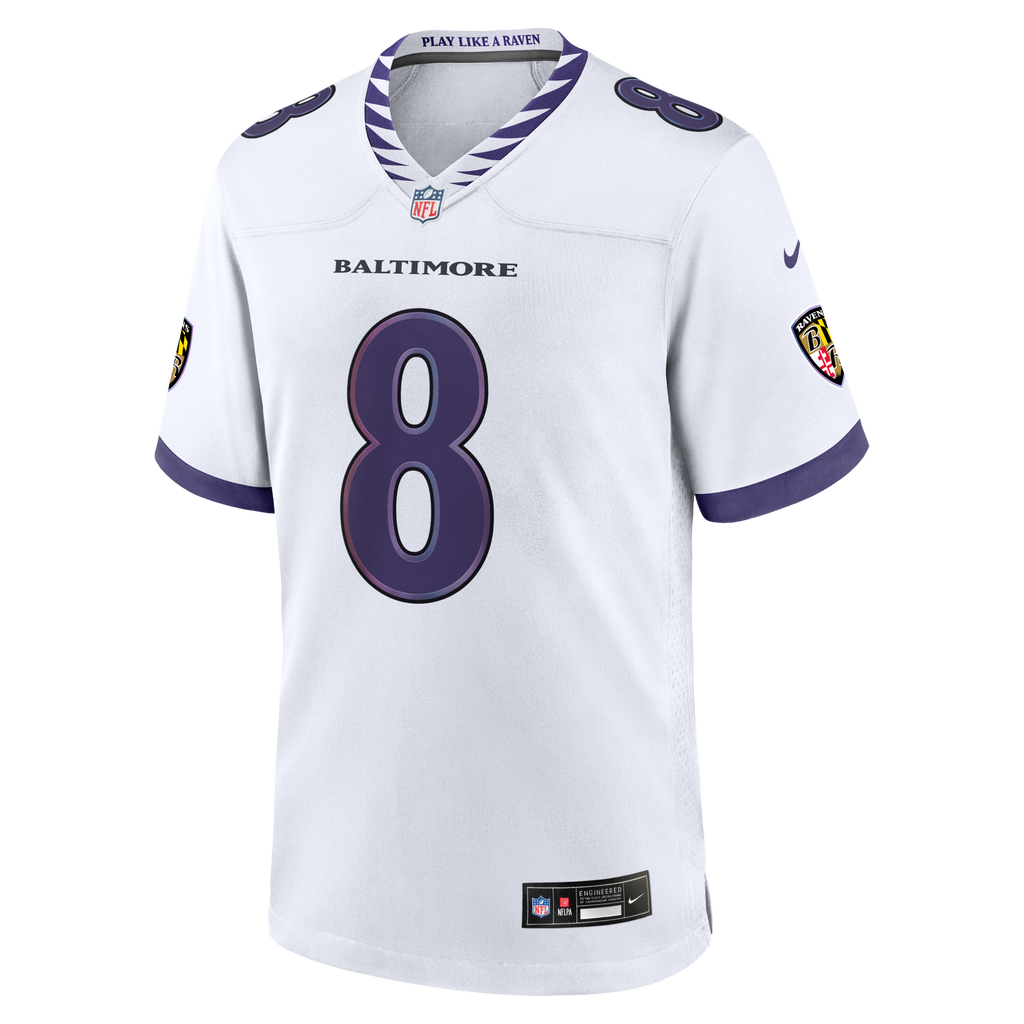 Baltimore Ravens Lamar Jackson White Game Football Jersey