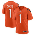 Cincinnati Bengals Ja'Marr Chase Orange Alternate Game Football Jersey