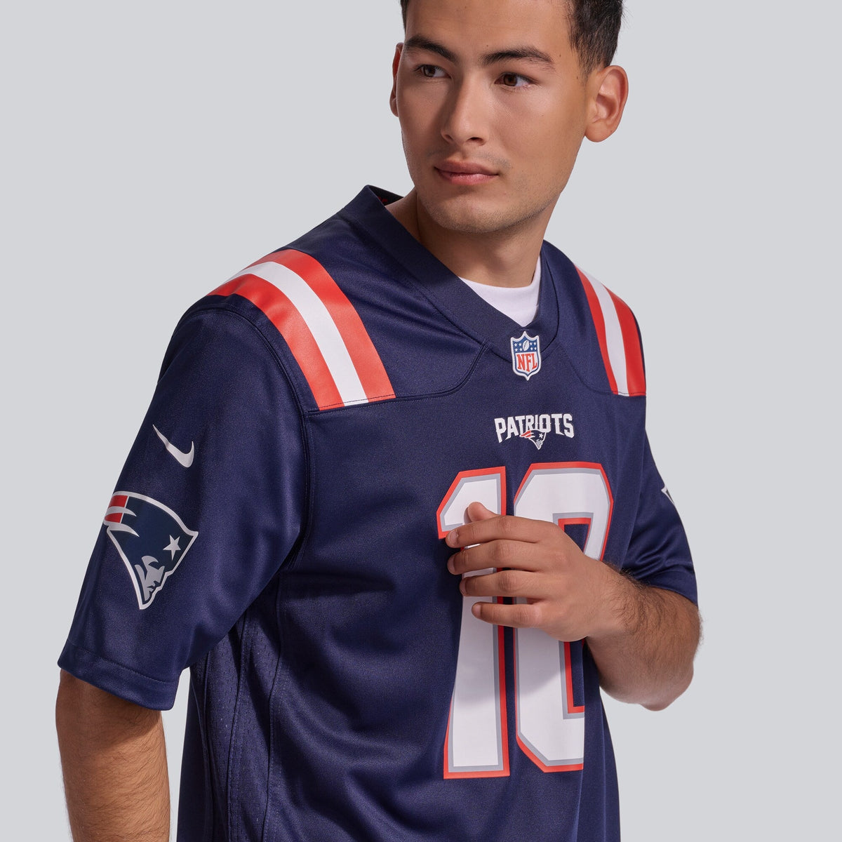 New England Patriots Drake Maye Navy Player Game Football Jersey