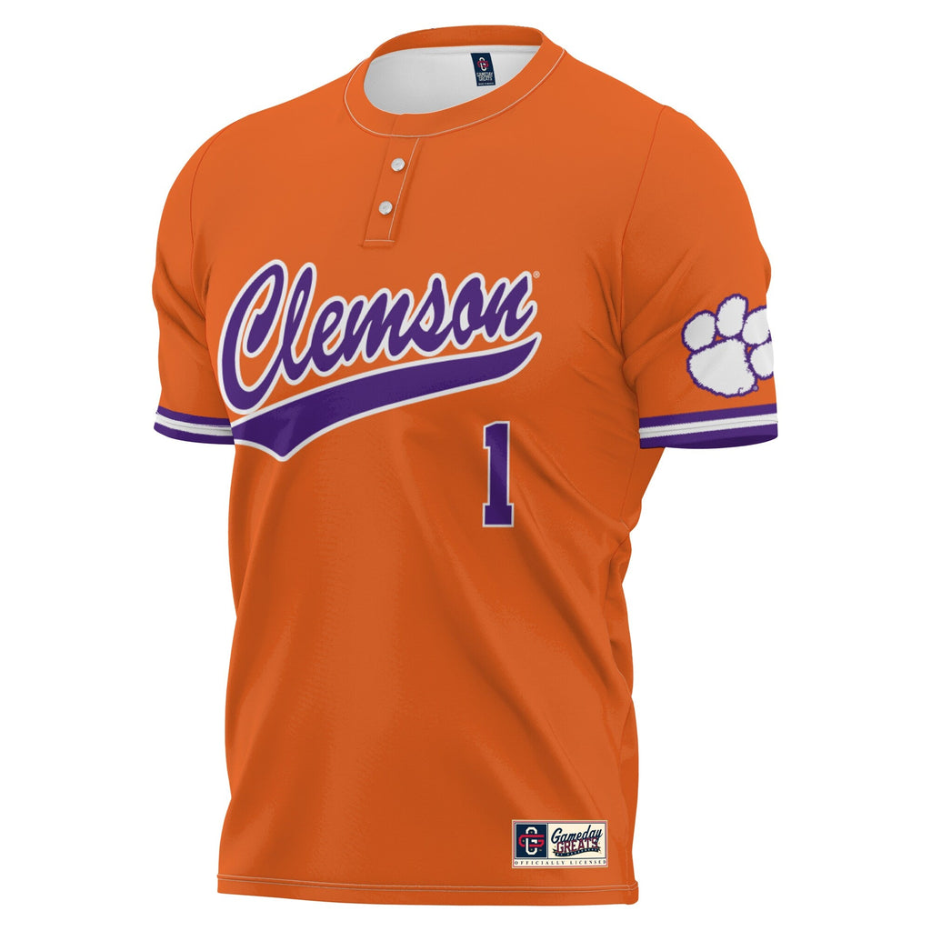#1 Orange Clemson Tigers Lightweight Softball Jersey