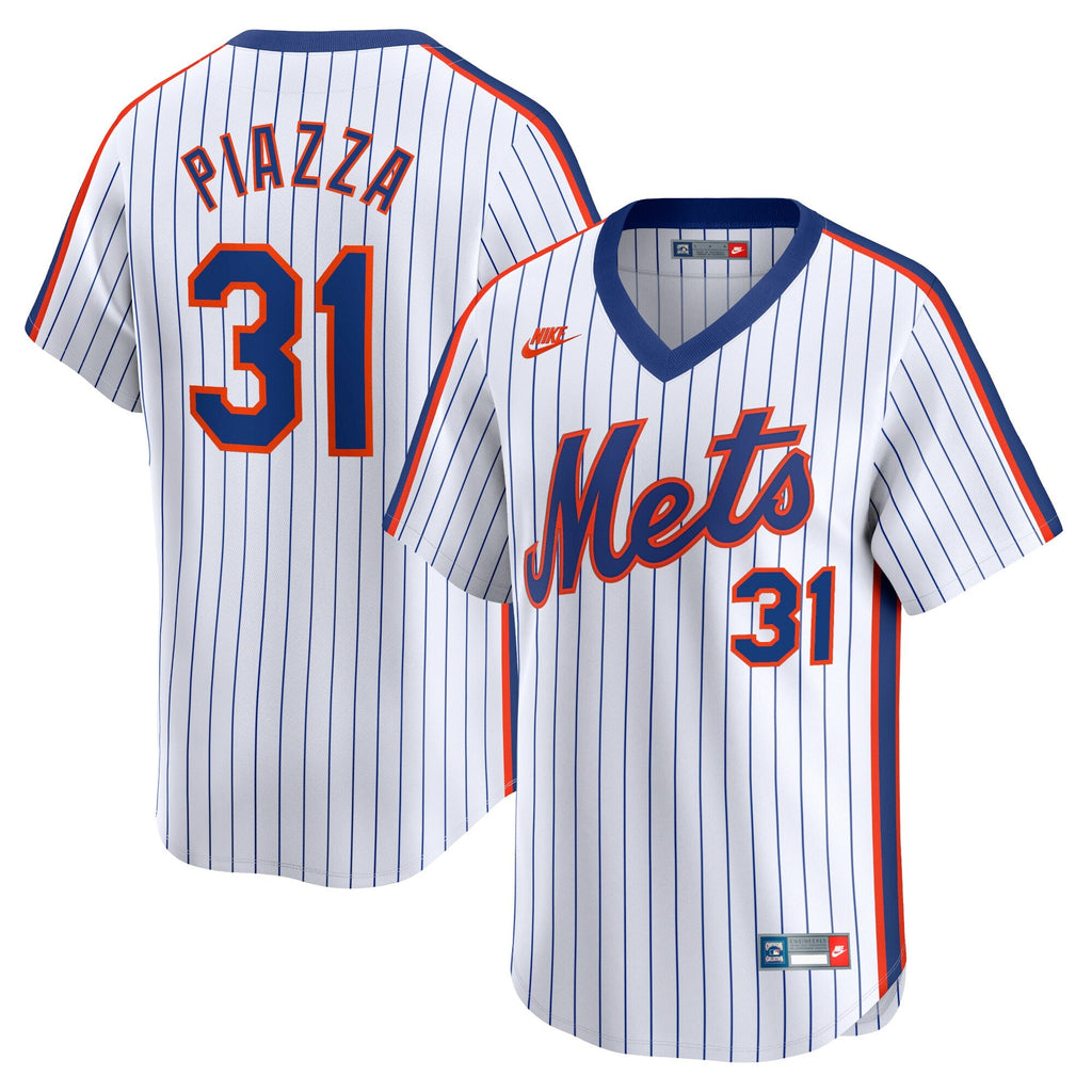 New York Mets Mike Piazza White Throwback Cooperstown Limited Baseball Jersey