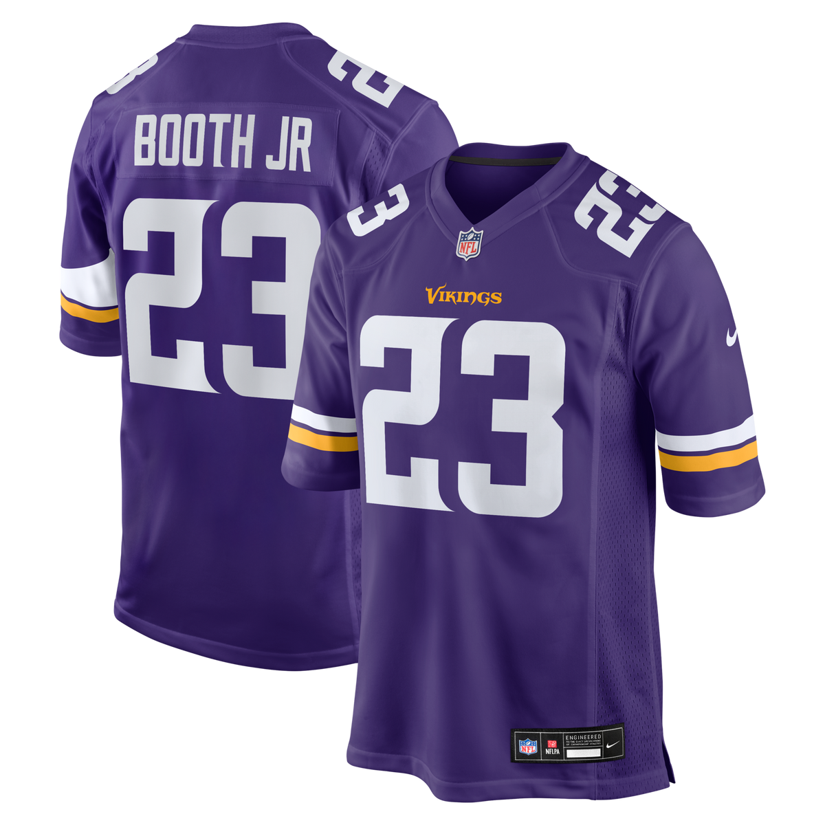 Minnesota Vikings Andrew Booth Jr. Purple Player Game Football Jersey
