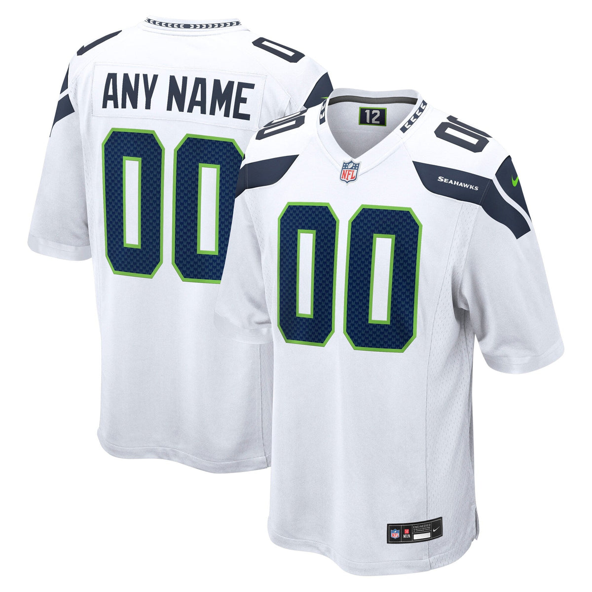 Seattle Seahawks White Custom Game Football Jersey