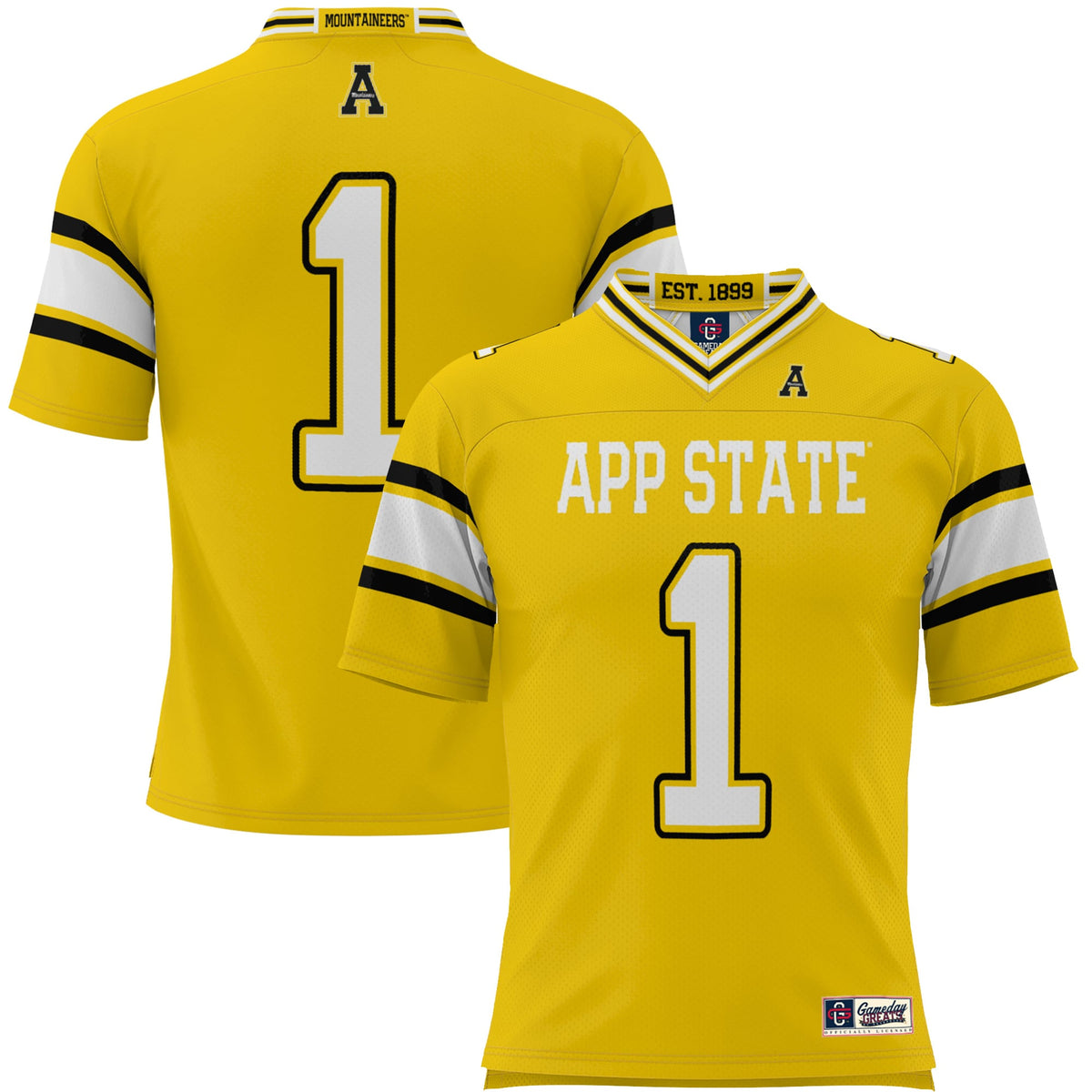 #1 Appalachian State Mountaineers Endzone Football Jersey - Gold