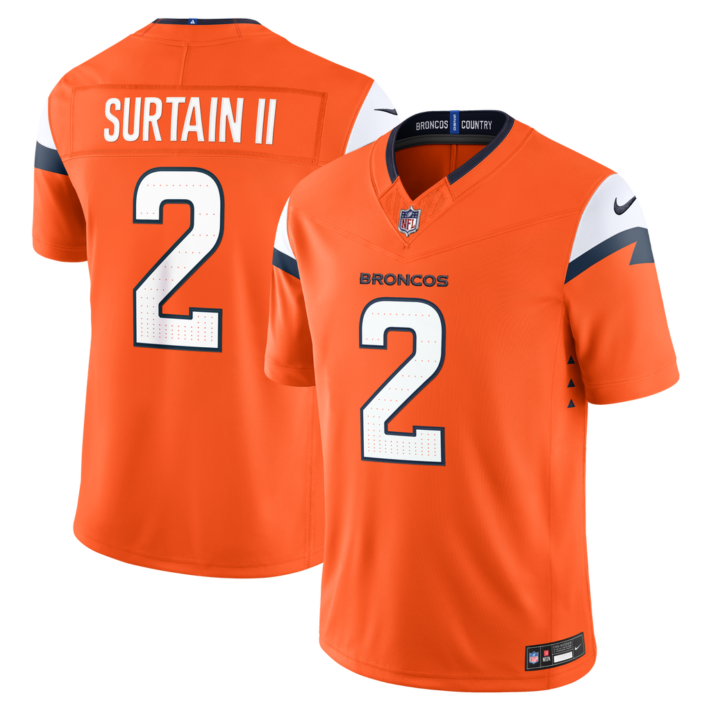 Denver Broncos Patrick Surtain II Orange Team Vapor F.U.S.E. Stitched Limited Football Jersey