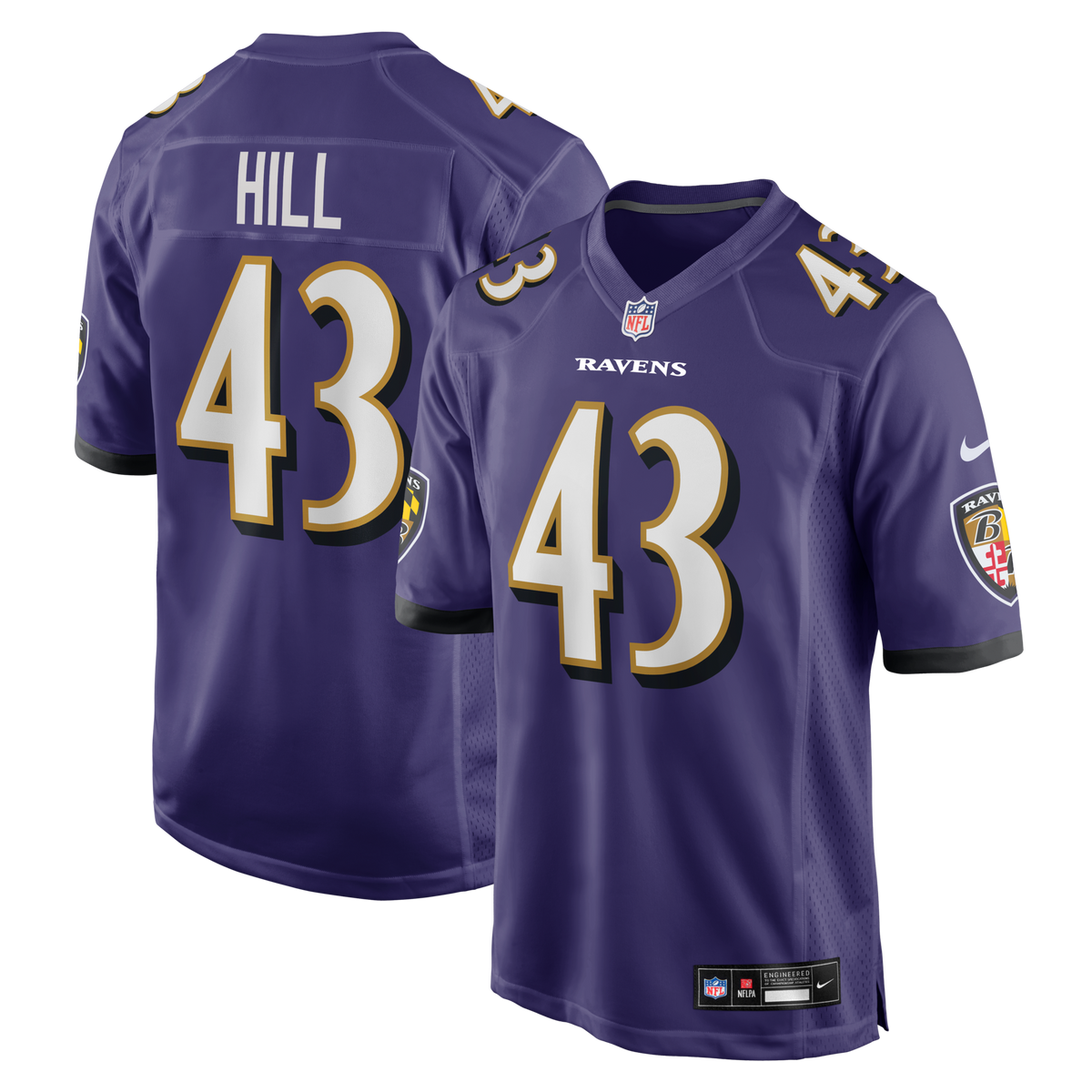 Baltimore Ravens Justice Hill Purple Game Football Jersey