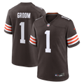 Cleveland Browns Number 1 Groom Brown Game Football Jersey