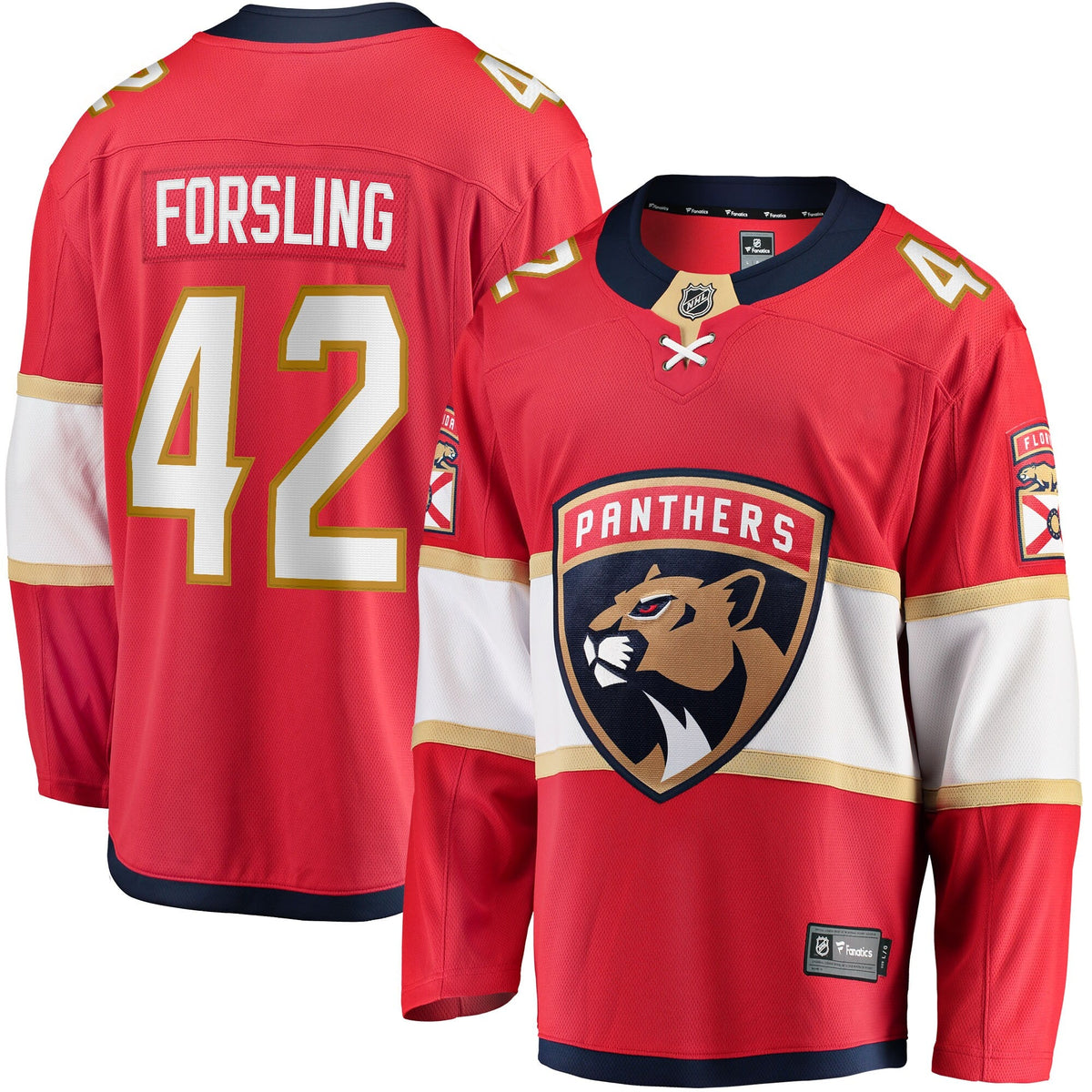 Florida Panthers Gustav Forsling Red Home Breakaway Player Hockey Jersey