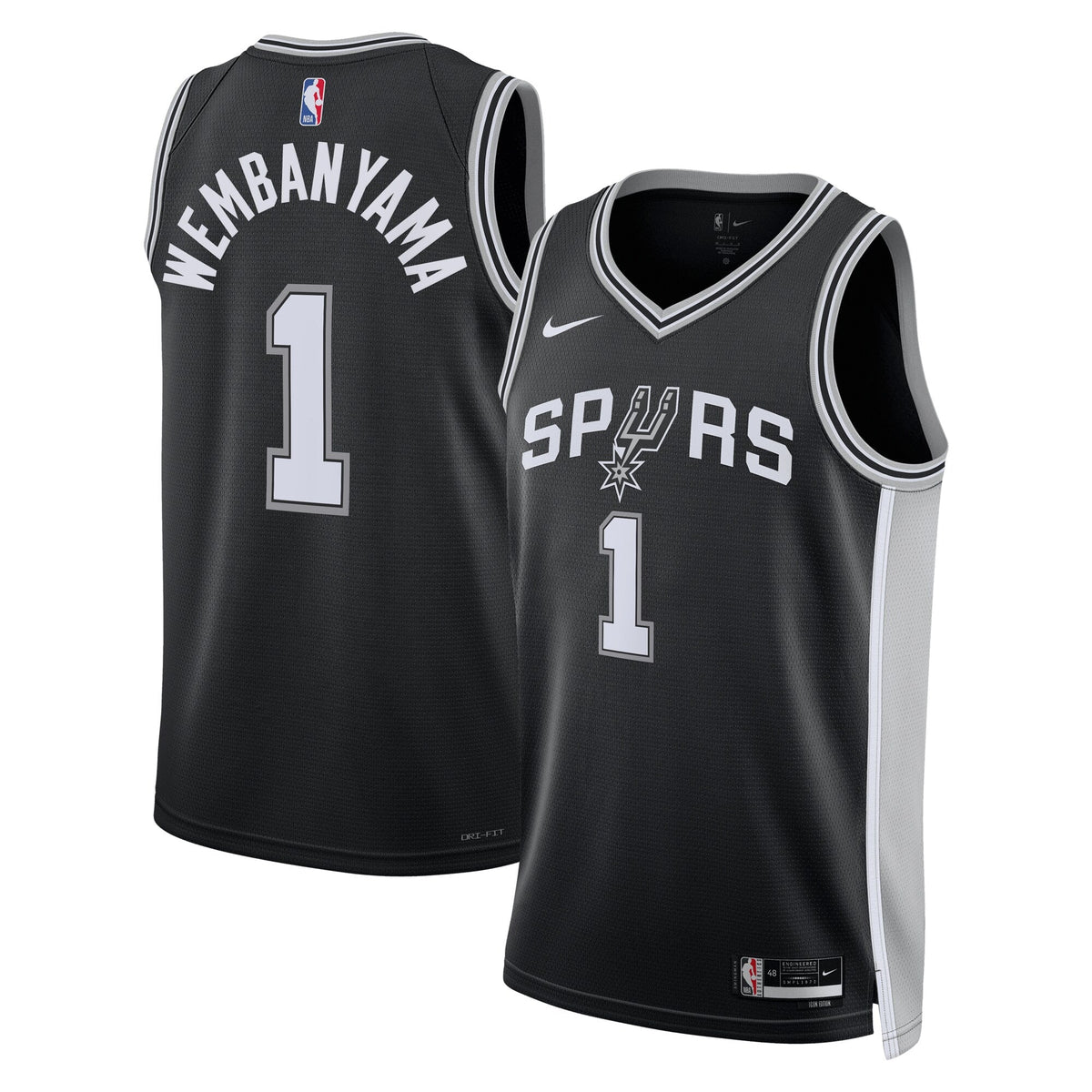 San Antonio Spurs Icon Edition Swingman Jersey - Black - Victor Wembanyama