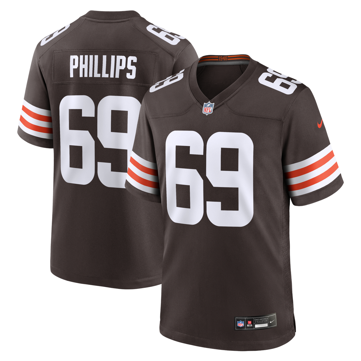 Cleveland Browns Tyre Phillips Brown Team Game Football Jersey