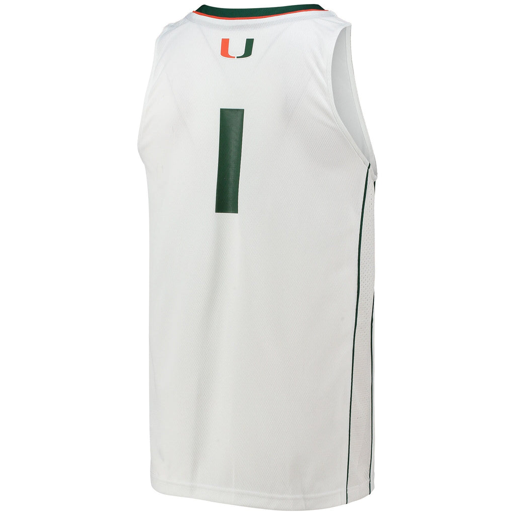 #1 White Miami Hurricanes Team Swingman Basketball Jersey