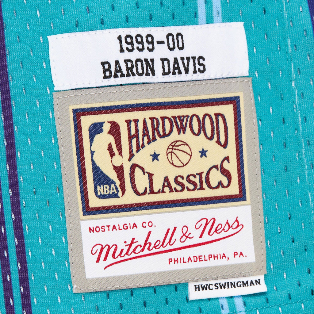 Charlotte Hornets Baron Davis 1999 Swingman Road Jersey - Teal