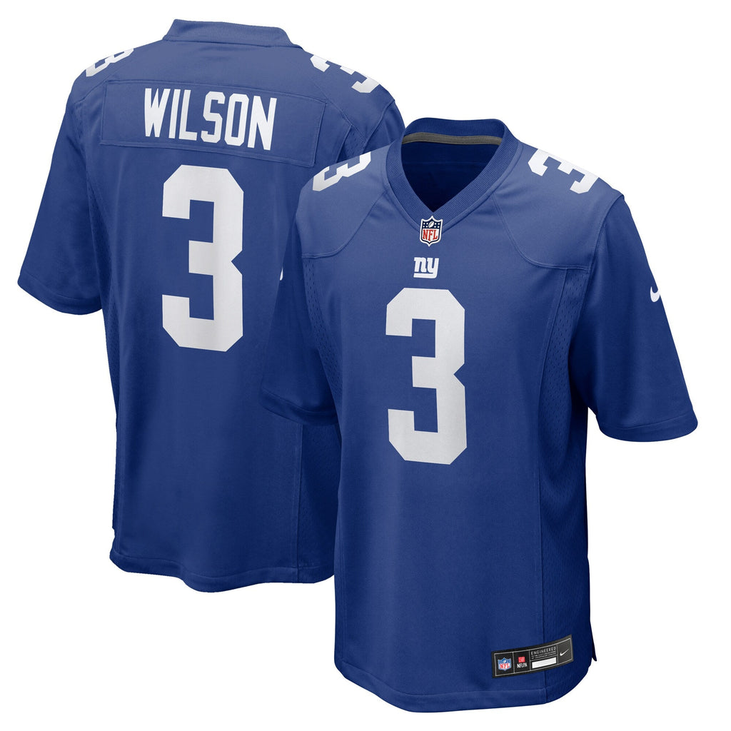 New York Giants Russell Wilson Royal Game Football Jersey