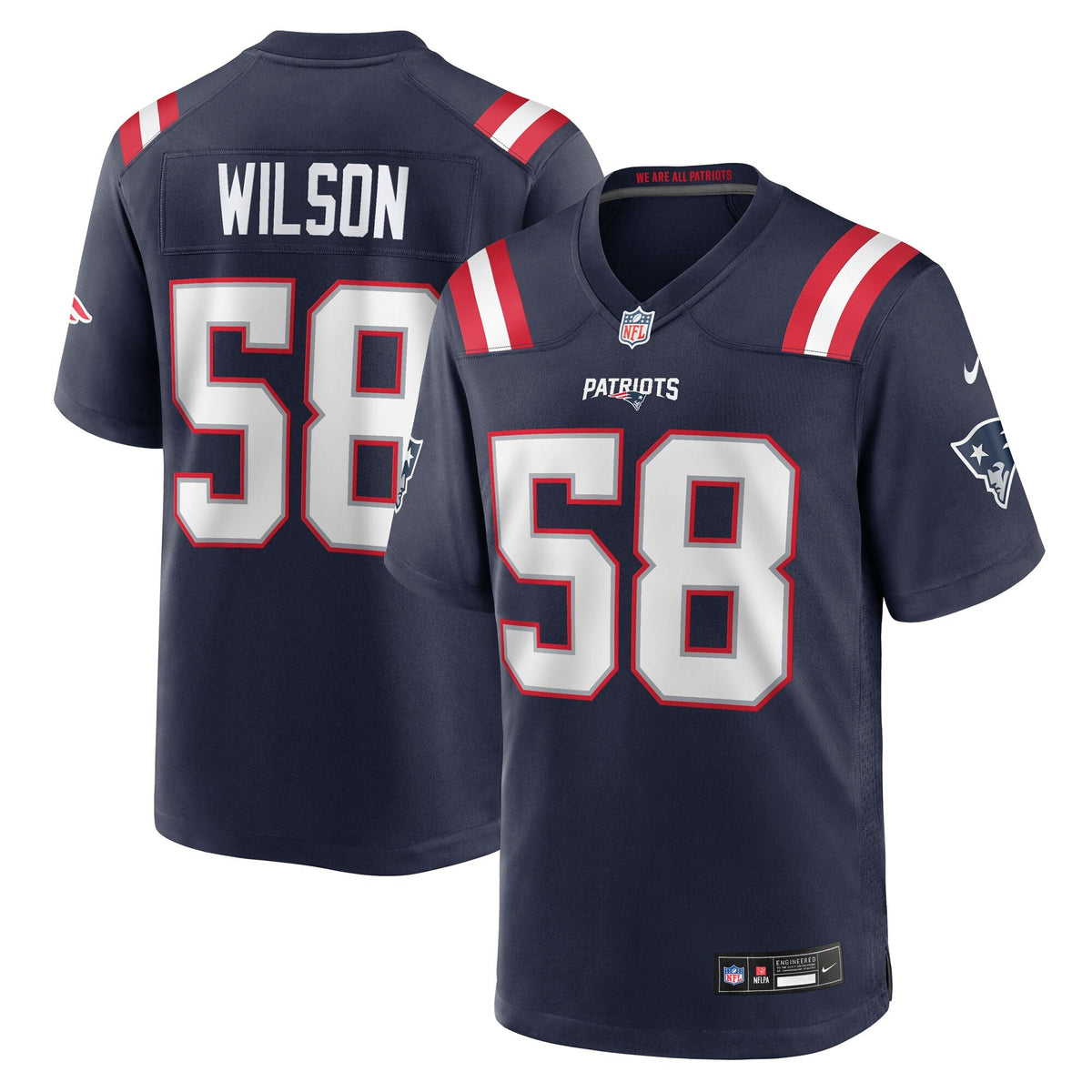 New England Patriots Jared Wilson Navy Team Game Football Jersey
