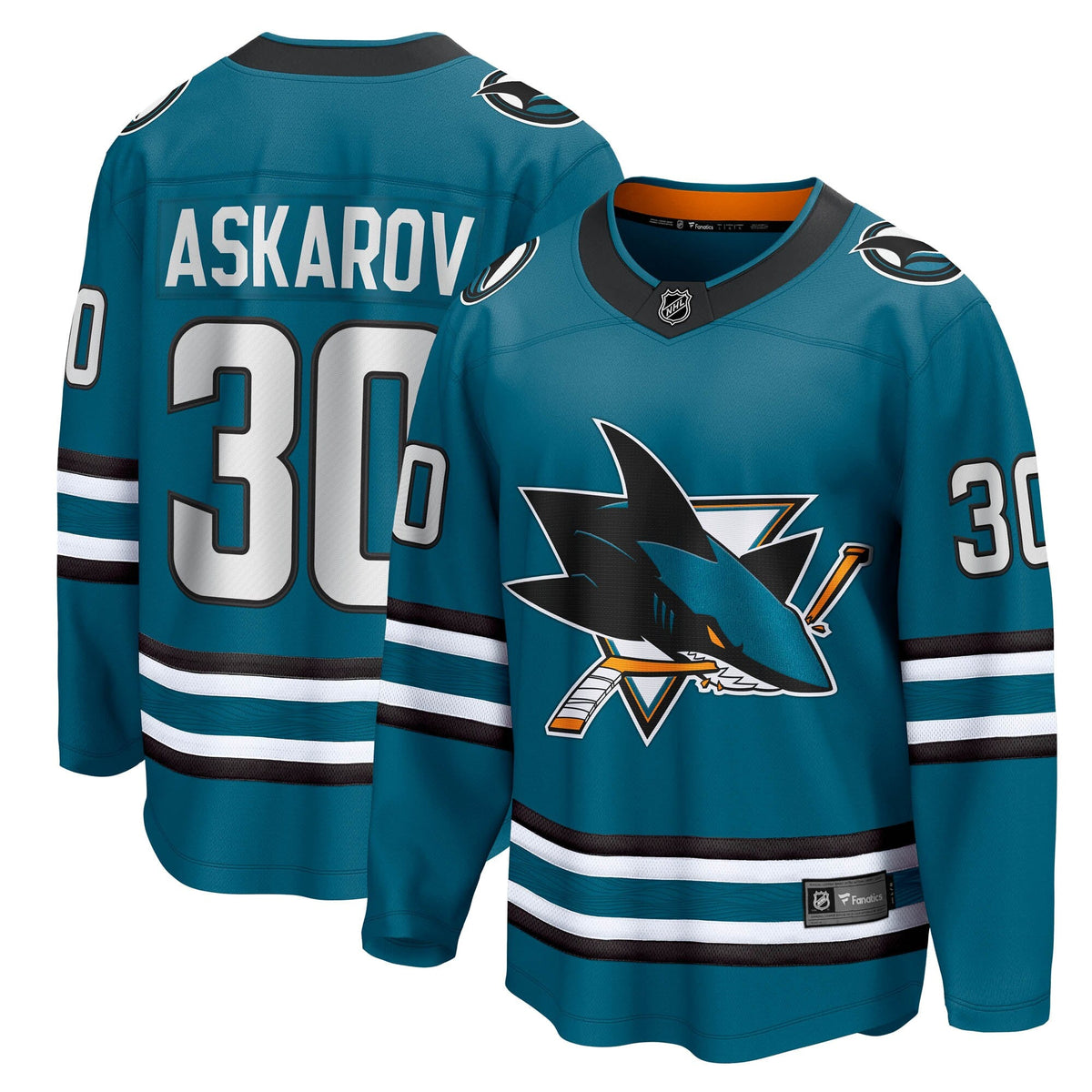 San Jose Sharks Yaroslav Askarov Teal Home Breakaway Hockey Jersey