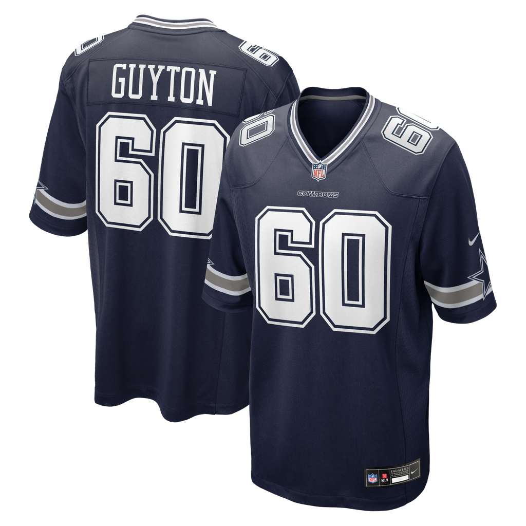 Dallas Cowboys Tyler Guyton Navy Player Game Football Jersey