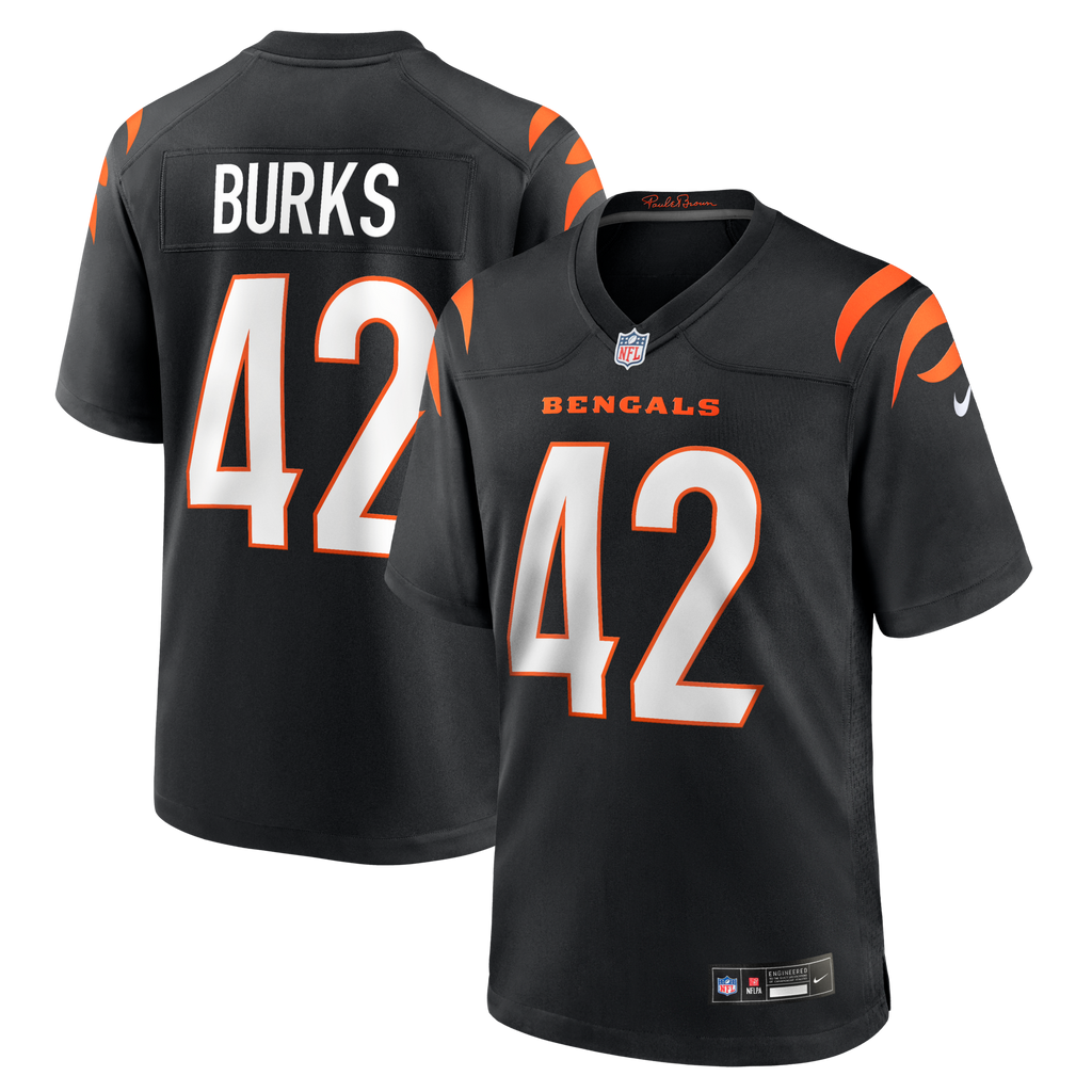 Cincinnati Bengals Oren Burks Black Team Game Football Jersey