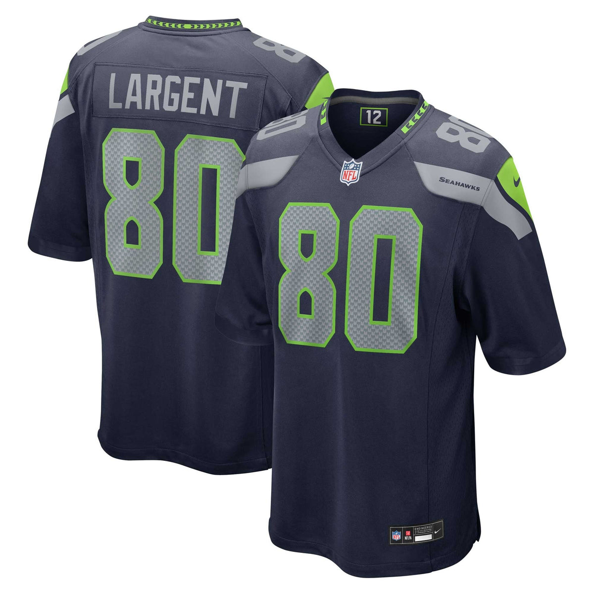 Seattle Seahawks Steve Largent College Navy Retired Player Game Football Jersey