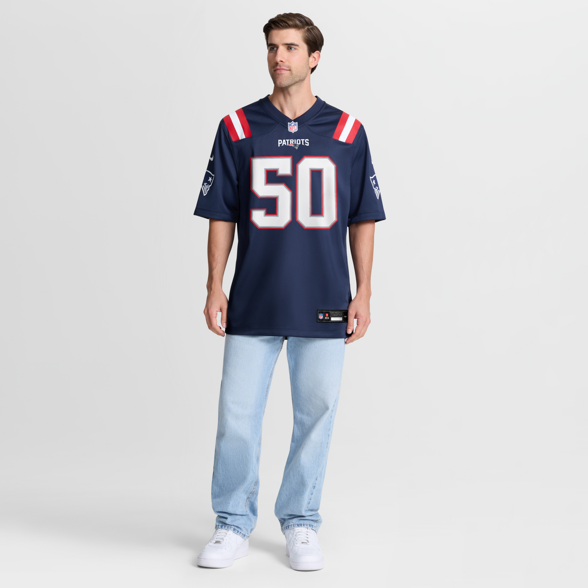 New England Patriots Mike Vrabel Navy Game Retired Player Football Jersey