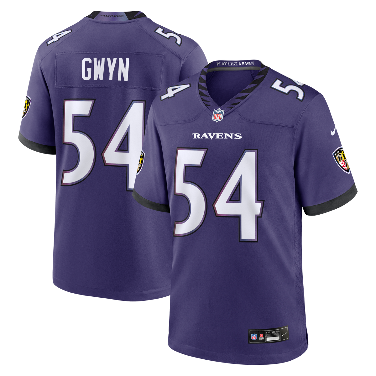 Baltimore Ravens Jovaughn Gwyn Purple Team Game Football Jersey