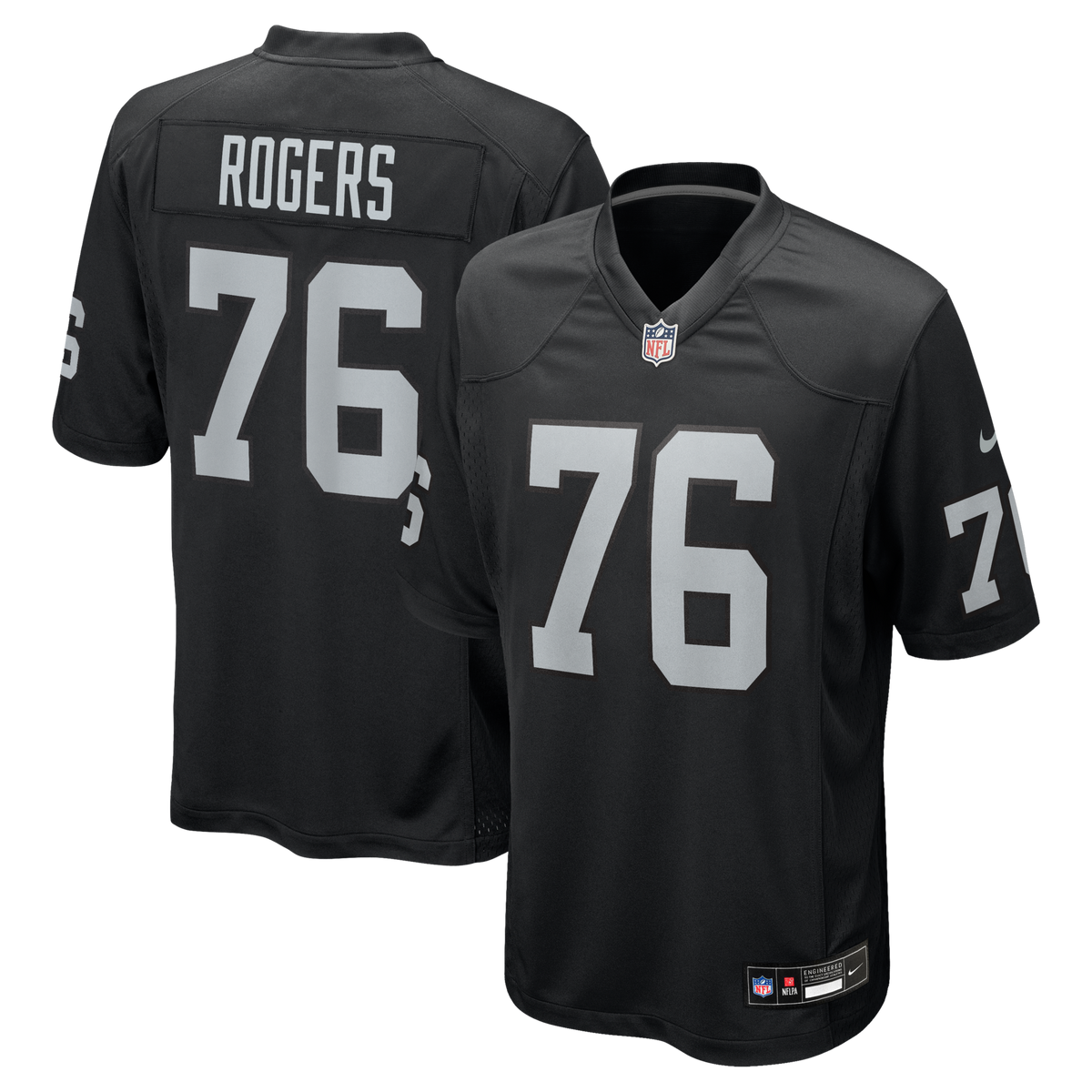 Las Vegas Raiders Caleb Rogers Black Team Game Football Jersey