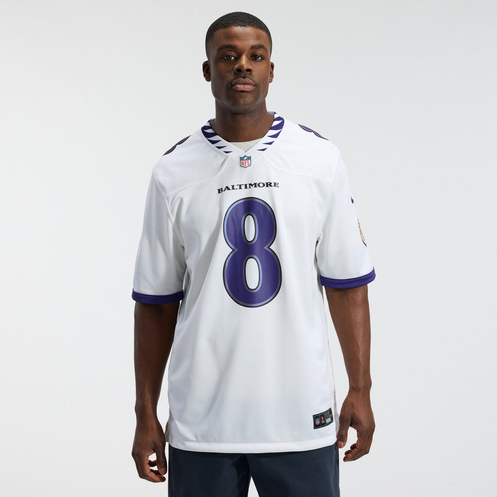 Baltimore Ravens Lamar Jackson White Game Football Jersey