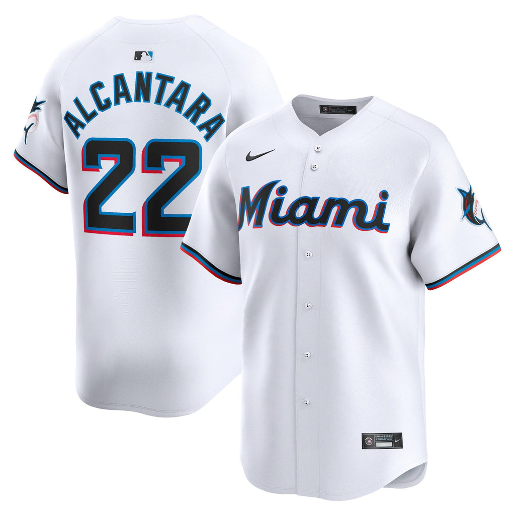 Miami Marlins Sandy Alcantara White Home Limited Player Baseball Jersey