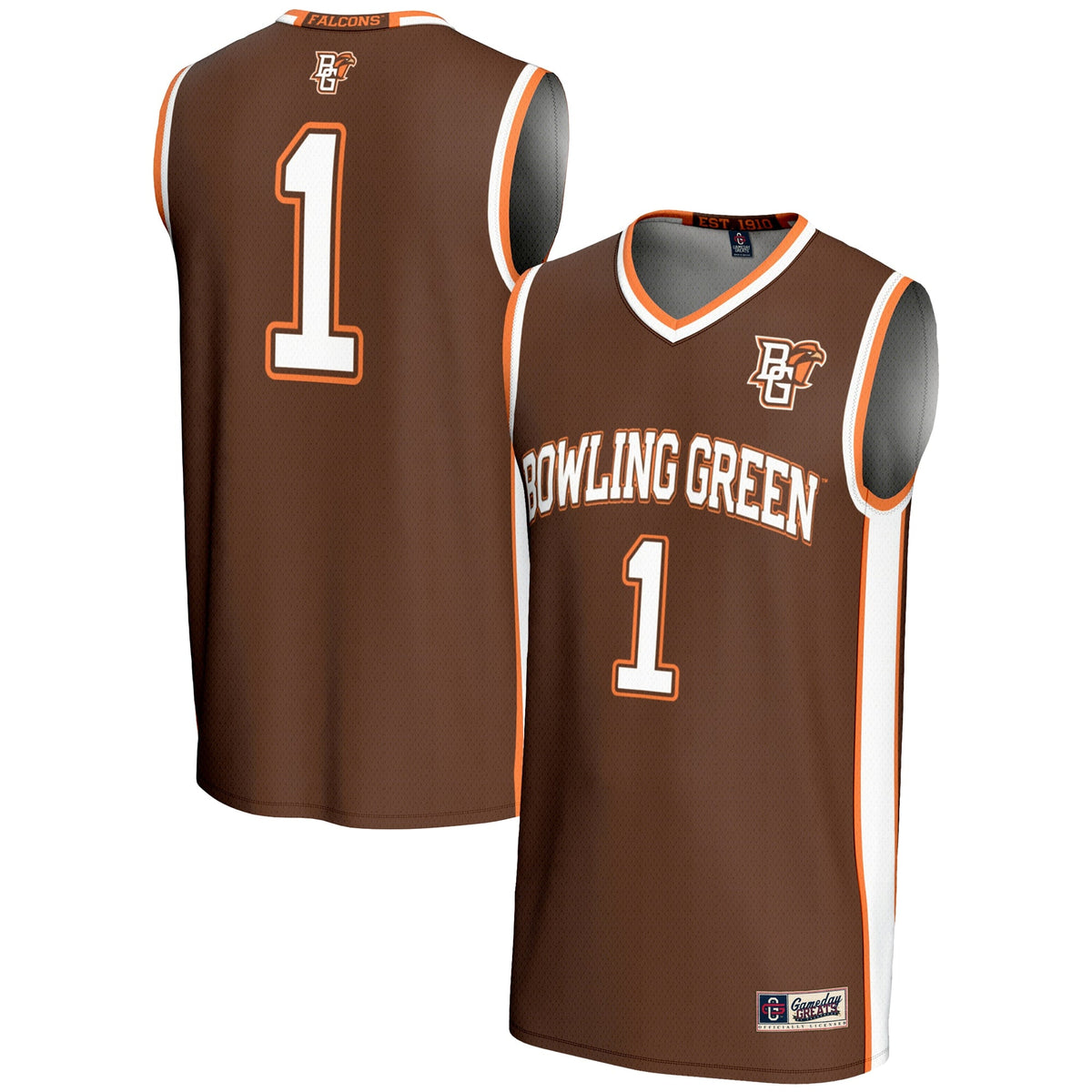 #1 Bowling Green St. Falcons Lightweight Basketball Jersey - Brown