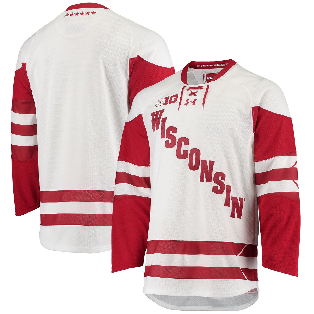White Wisconsin Badgers UA Replica Hockey Jersey