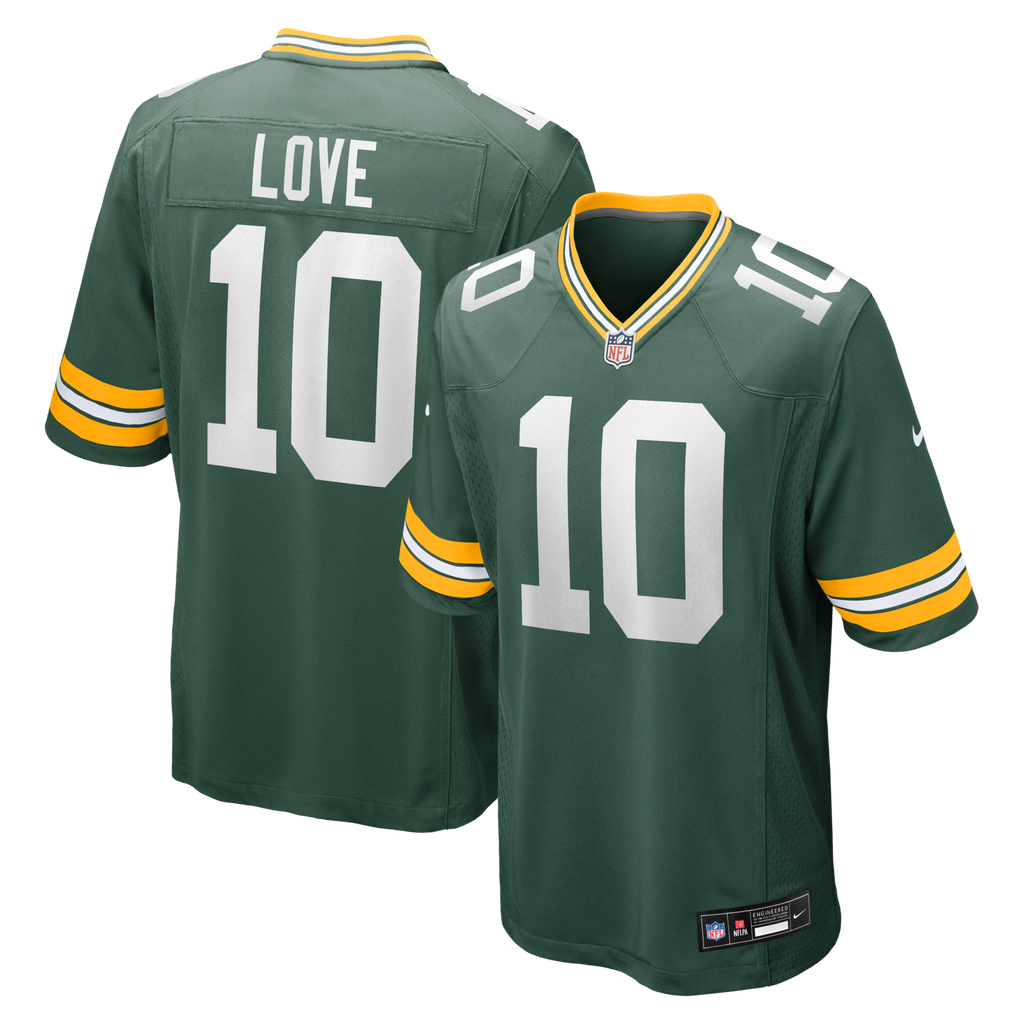 Green Bay Packers Jordan Love Green Player Game Football Jersey