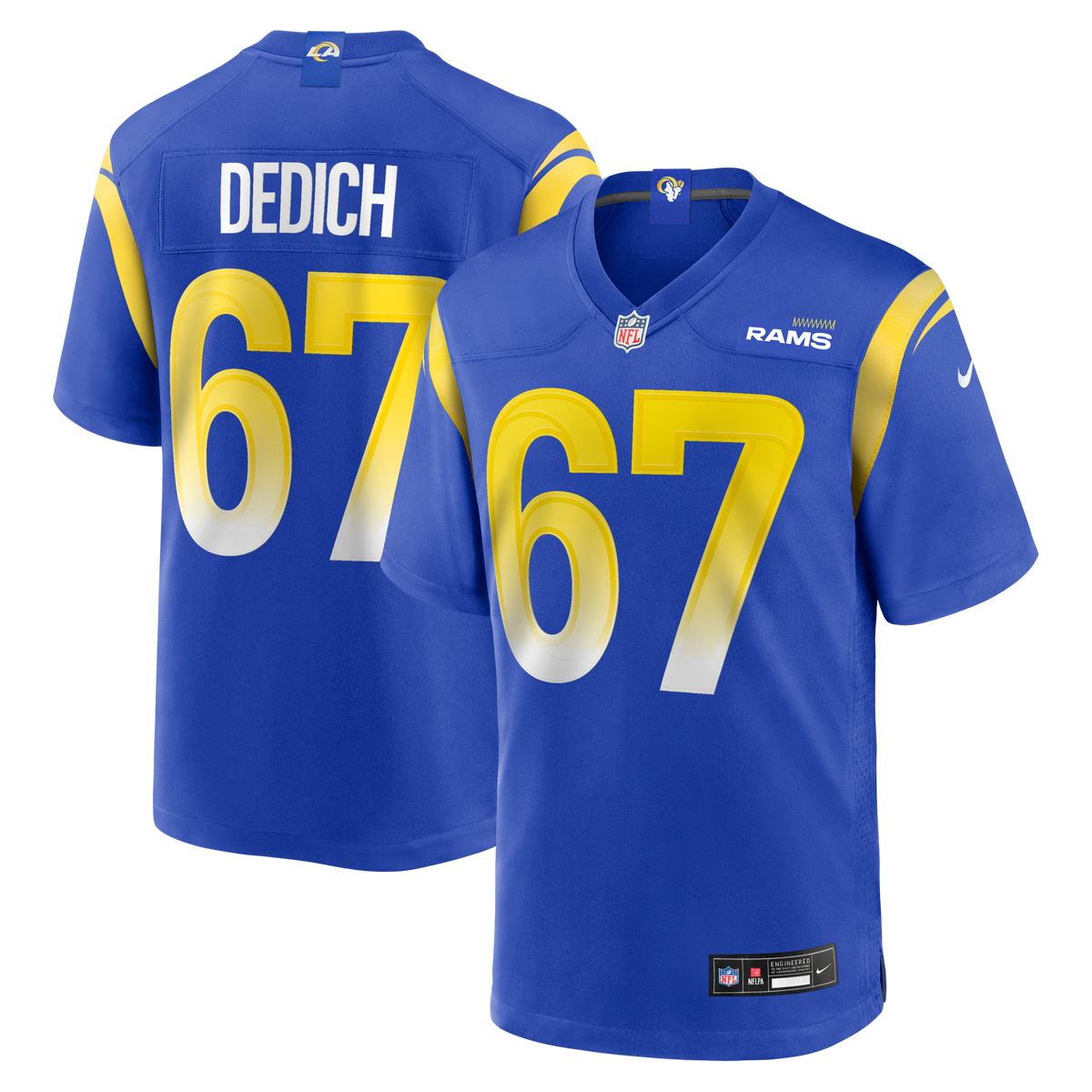 Los Angeles Rams Justin Dedich Royal Game Football Jersey