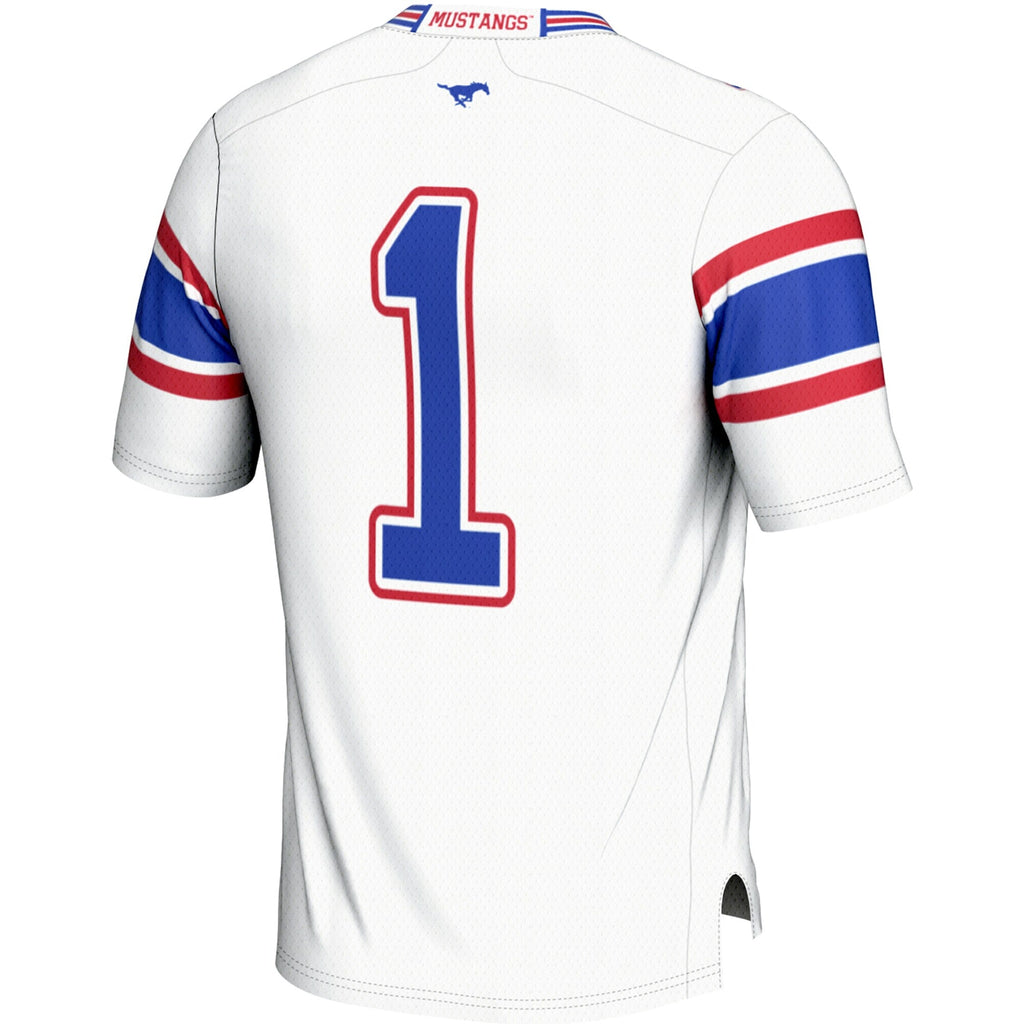 #1 White SMU Mustangs Endzone Football Jersey