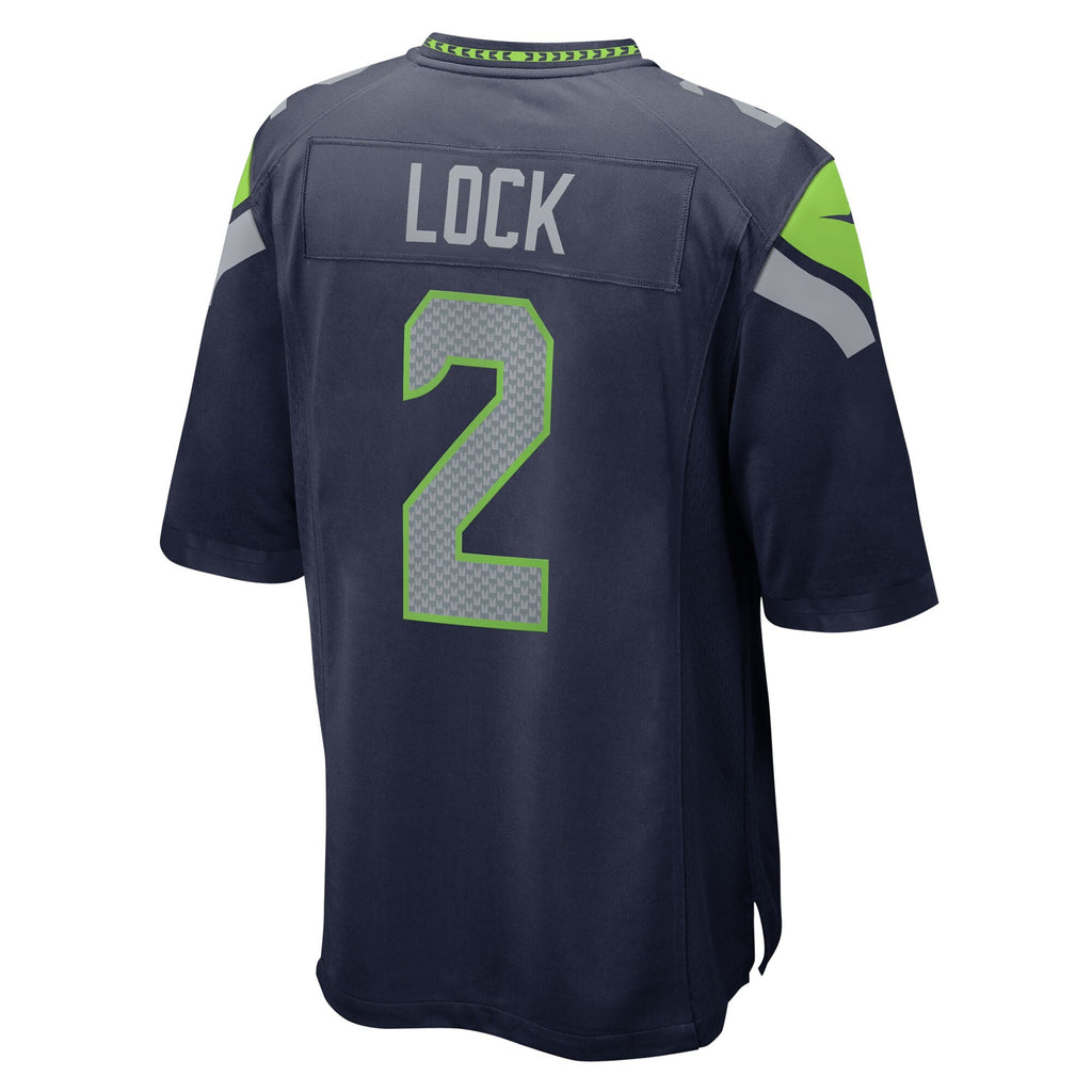 Seattle Seahawks Drew Lock College Navy Team Game Football Jersey
