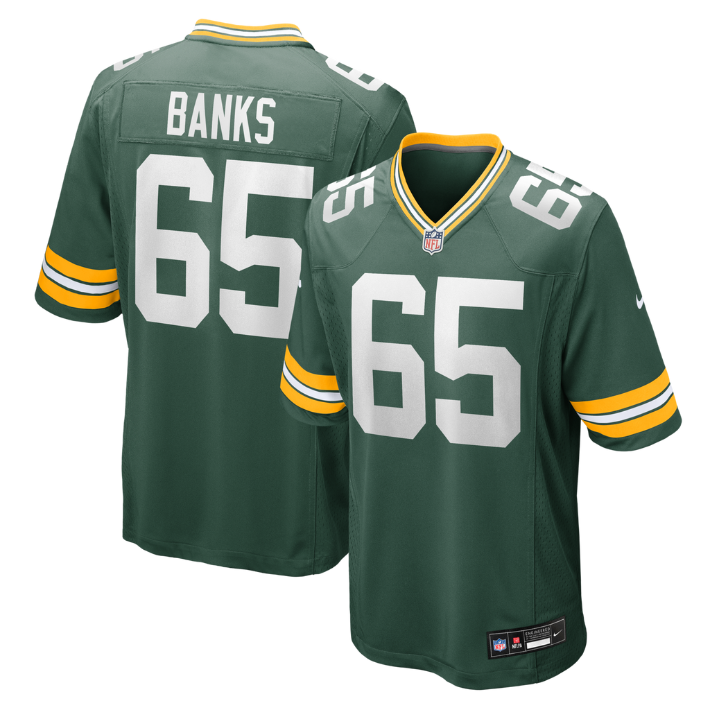 Green Bay Packers Aaron Banks Green Team Game Football Jersey