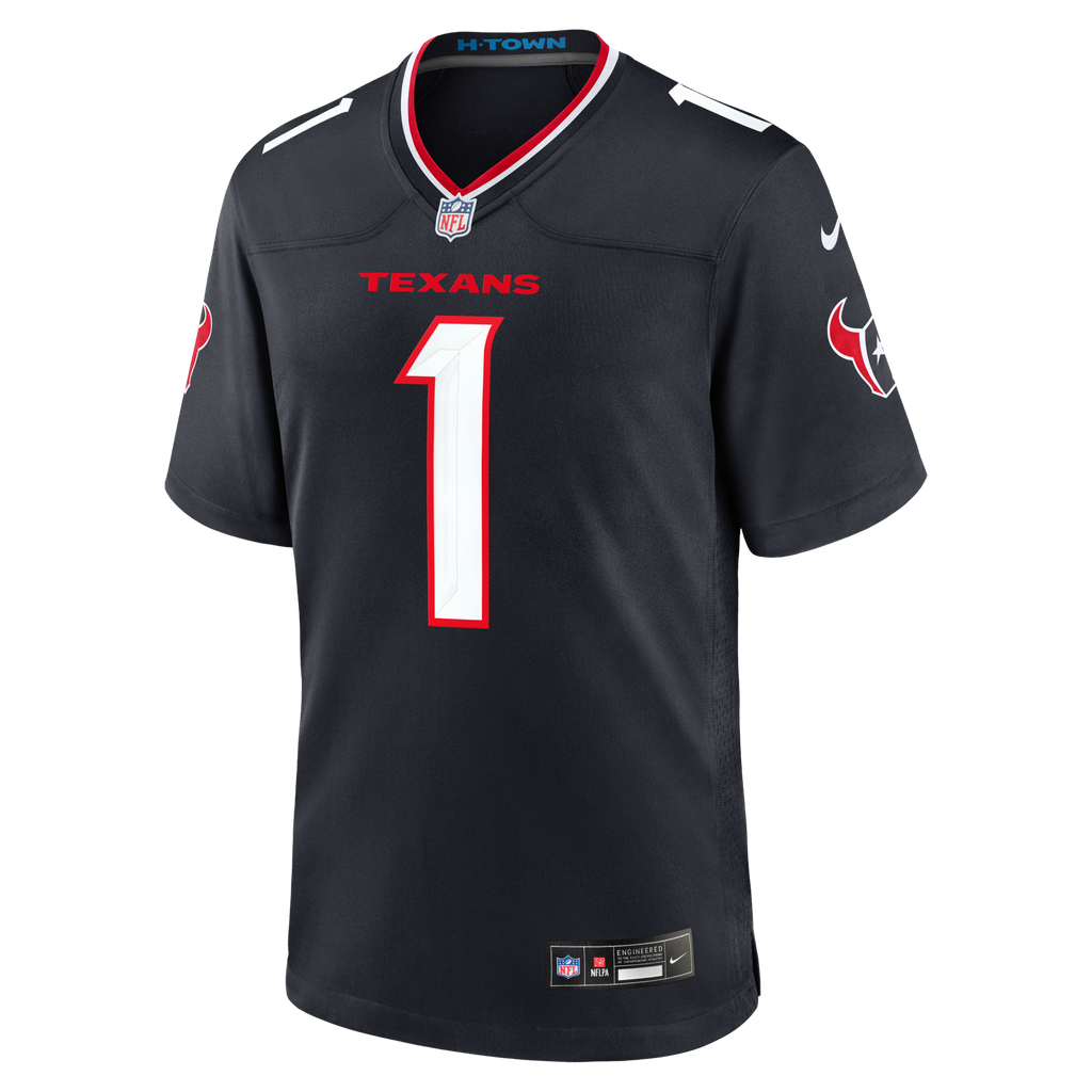 Houston Texans Navy #1 Dad Game Football Jersey