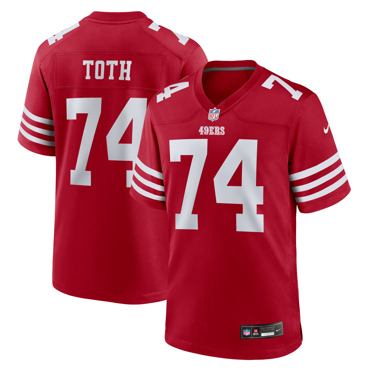 San Francisco 49ers Brett Toth Scarlet Team Game Football Jersey