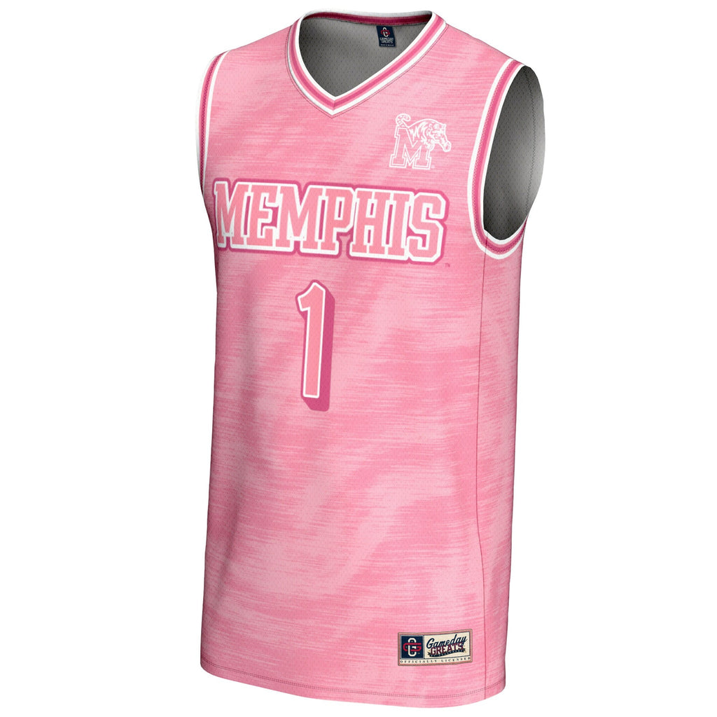 #1 Memphis Tigers Lightweight Basketball Fashion Jersey - Pink