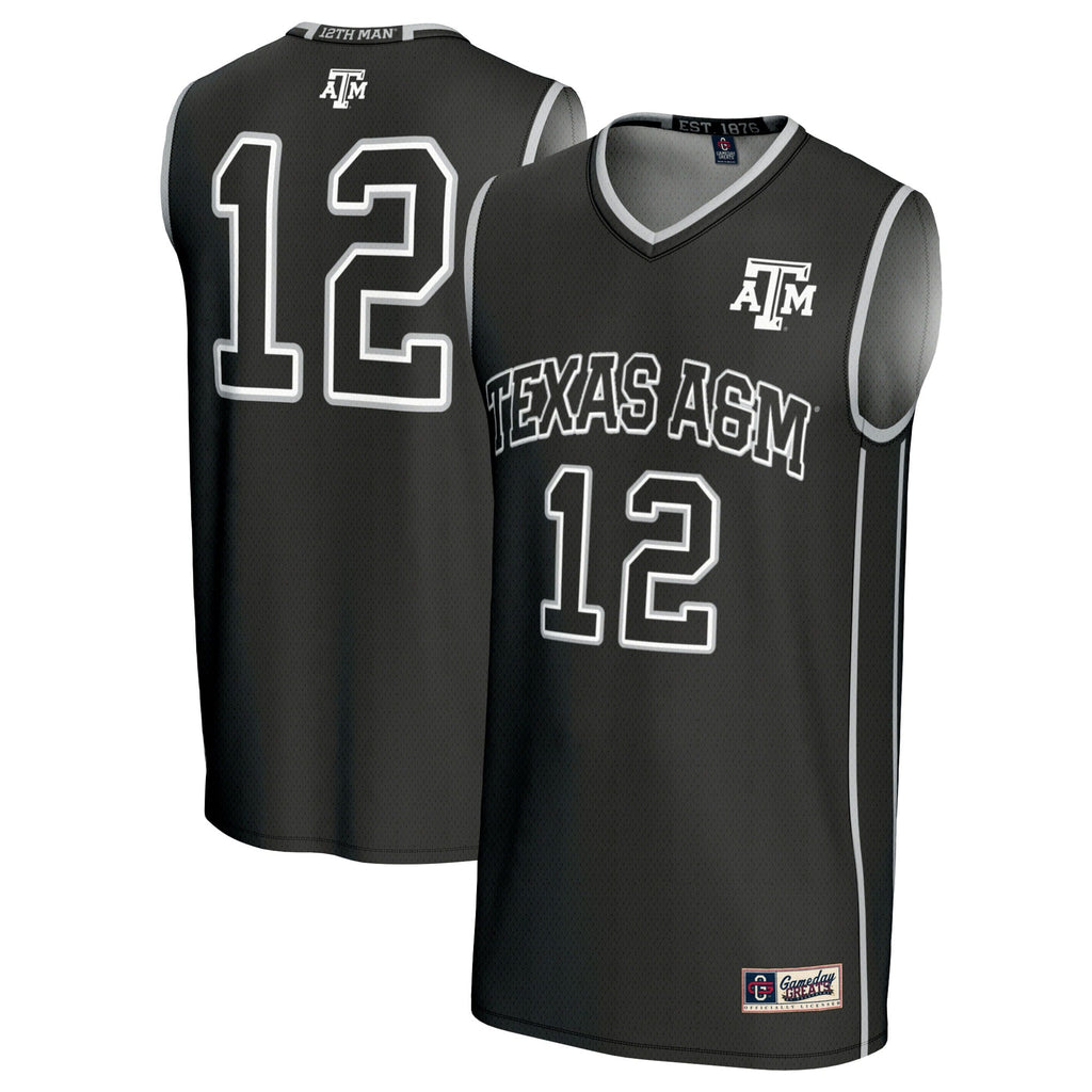 #12 Texas A&M Aggies Basketball Lightweight Fashion Jersey - Black