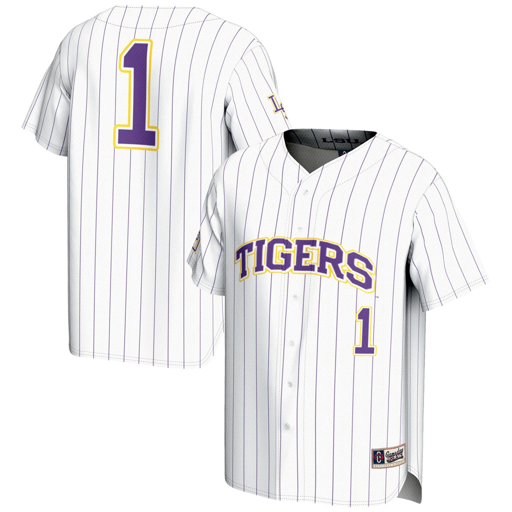 #1 White LSU Tigers Lightweight Baseball Jersey