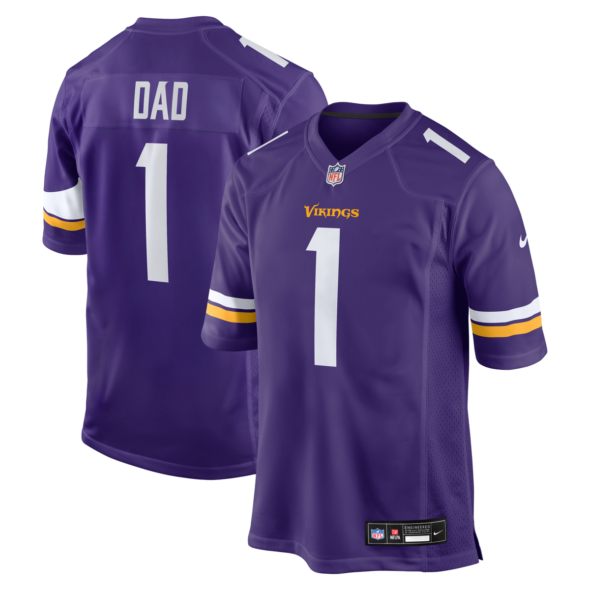 Minnesota Vikings Number 1 Dad Purple Game Football Jersey