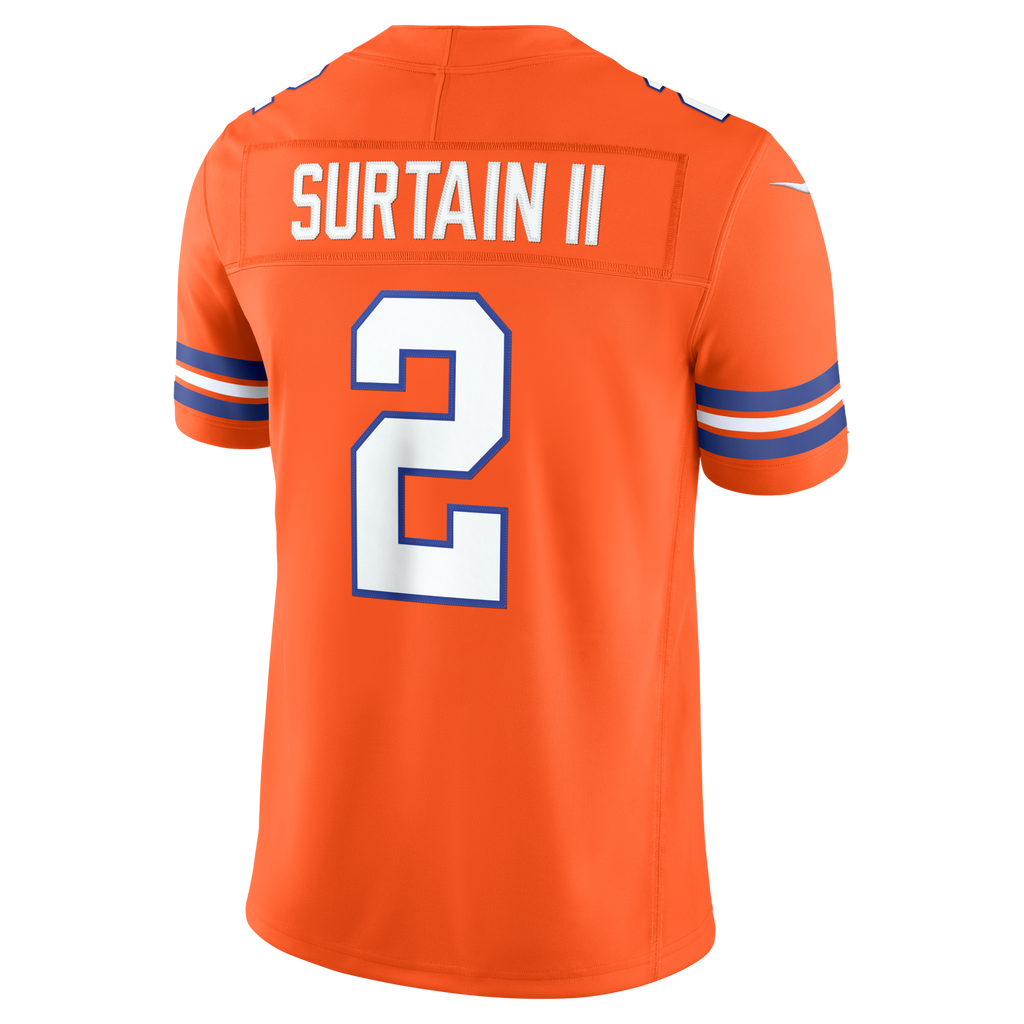 Denver Broncos Pat Surtain II Orange Alternate Mile High Collection 1977 Throwback Vapor F.U.S.E. Stitched Limited Football Jersey