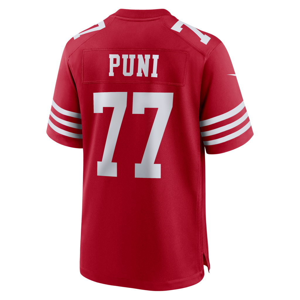 San Francisco 49ers Dominick Puni Scarlet Team Game Football Jersey
