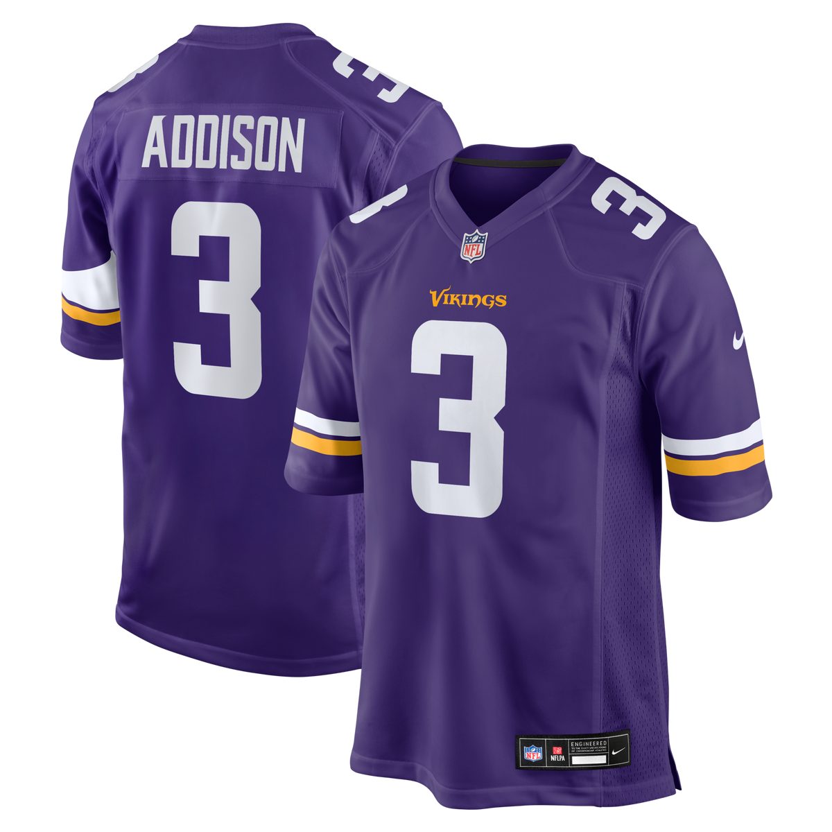 Minnesota Vikings Jordan Addison Purple Game Football Jersey