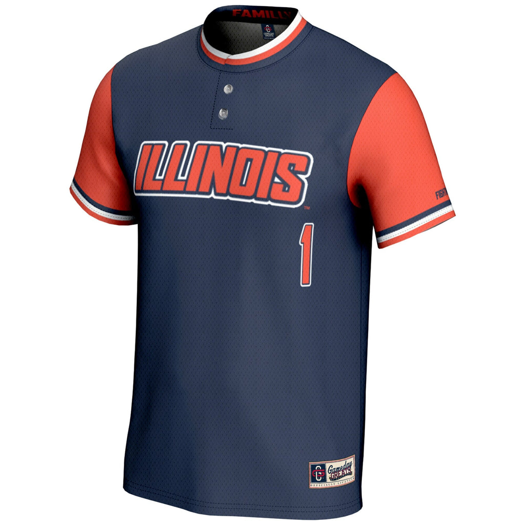 #1 Illinois Fighting Illini Lightweight Softball Jersey - Navy