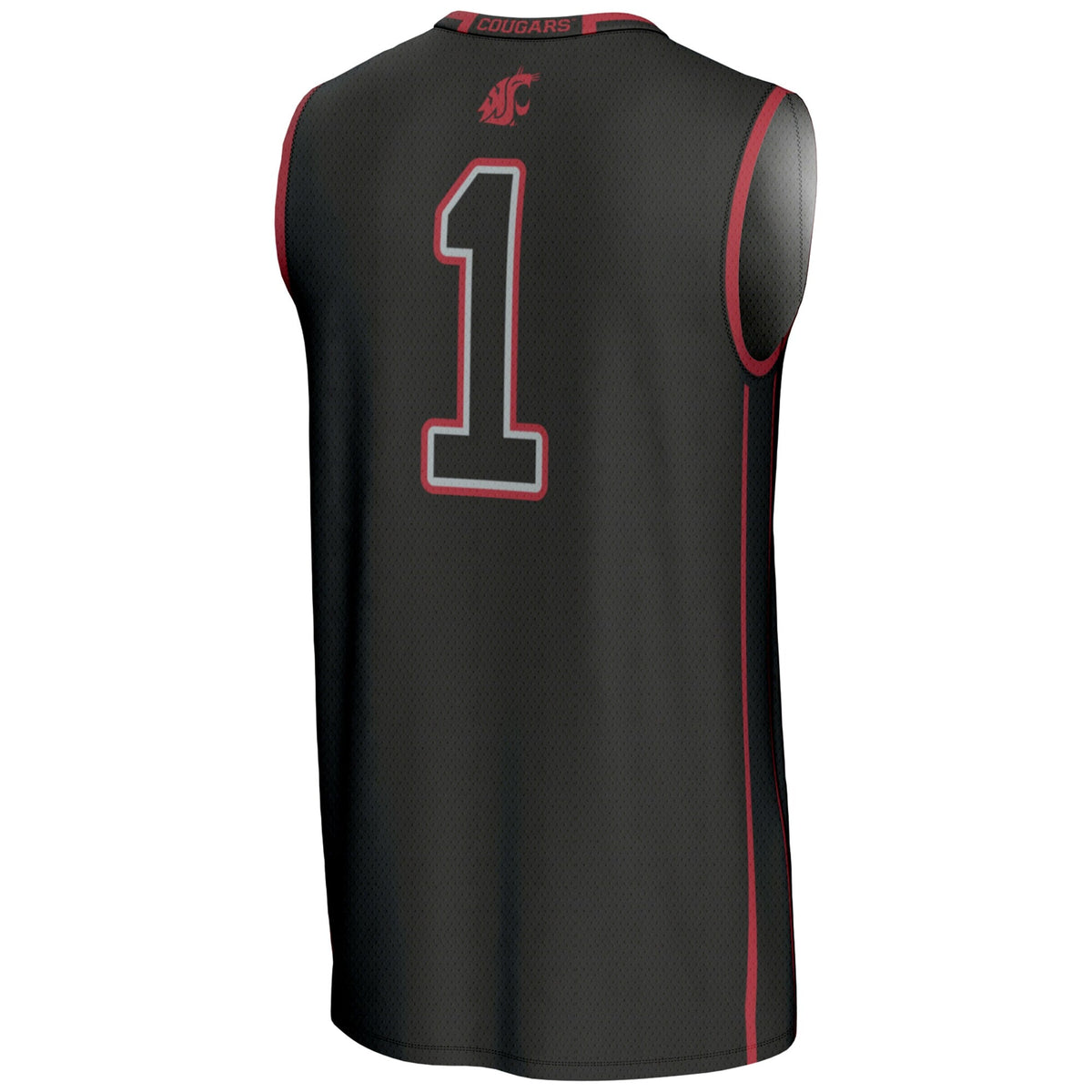 #1 Washington State Cougars Lightweight Basketball Jersey - Black