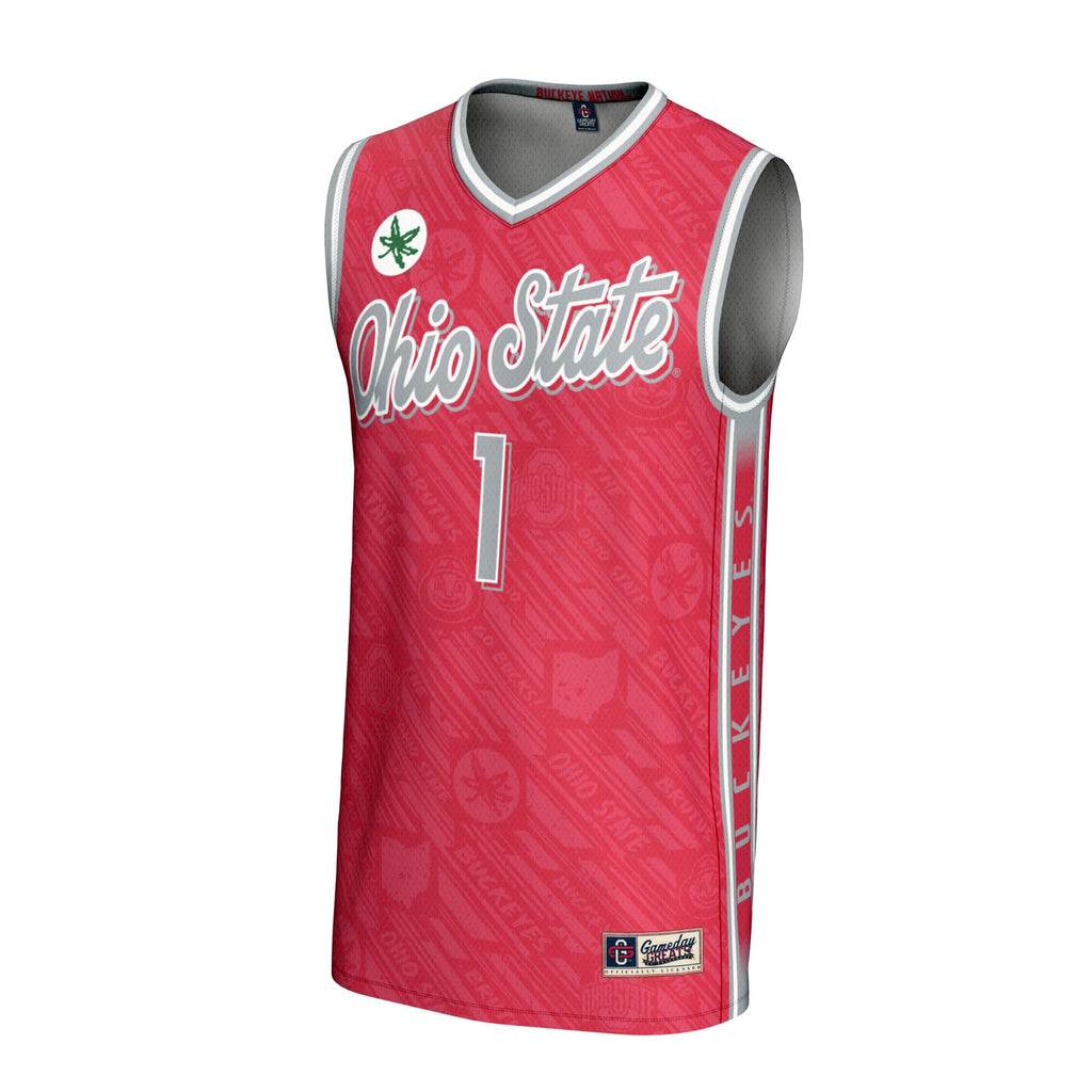 #1 Scarlet Ohio State Buckeyes Lightweight Highlight Print Basketball Jersey