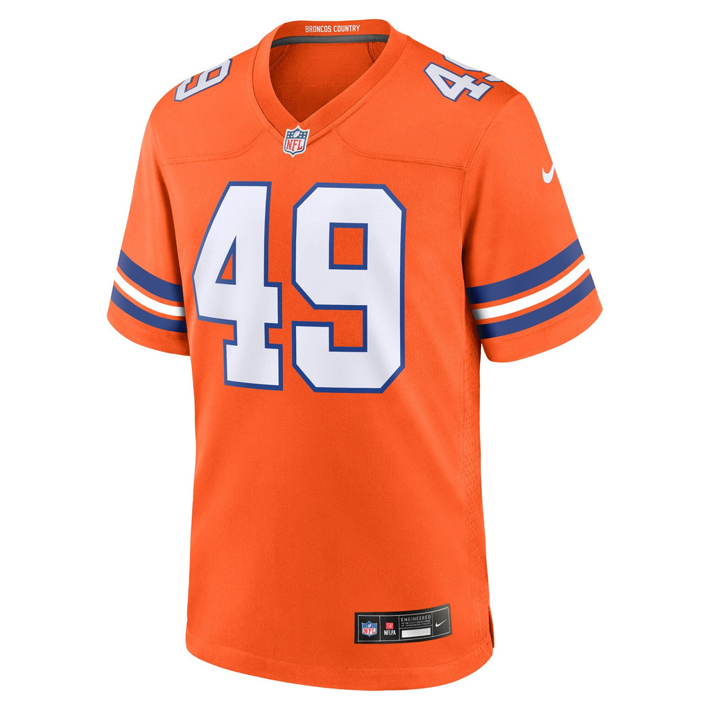 Denver Broncos Dennis Smith Orange Retired Player Alternate Game Football Jersey
